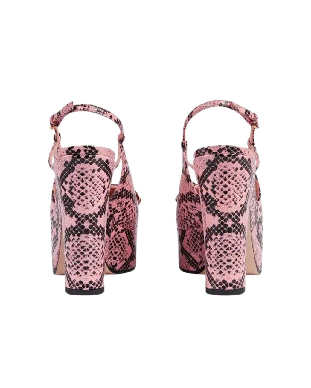 Gucci Pink Python Snakeskin-print Platform Pumps