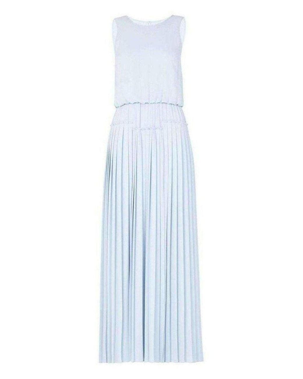 BCBGMAXAZRIA Blue Jenine High Split Pleated Skirt Maxi Dress
