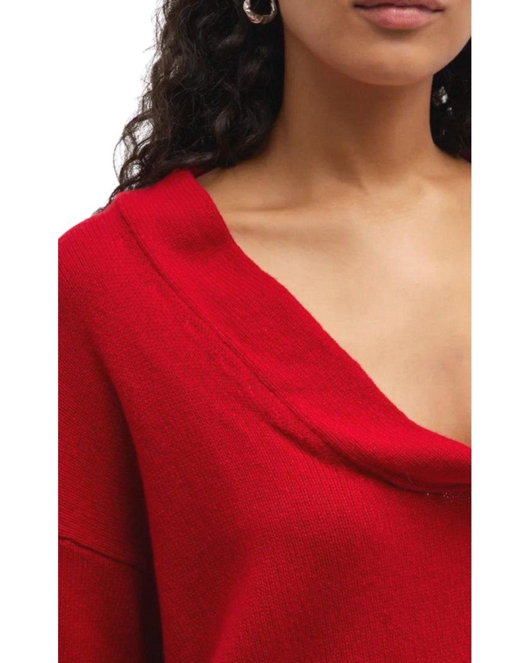 Valentino Red Cashmere Cowl Neck Jumper