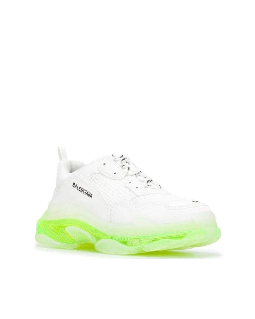 Balenciaga Green White Triple S Leather And Mesh Sneakers