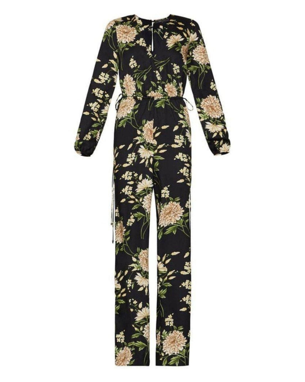 BCBGMAXAZRIA Black Garden Floral Wide-leg Jumpsuit