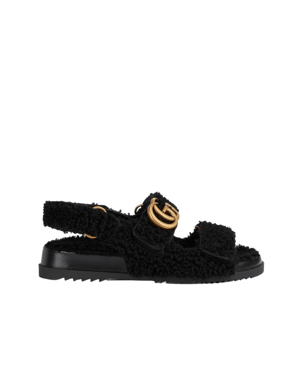 Gucci Double G Merino Wool Sandals Black