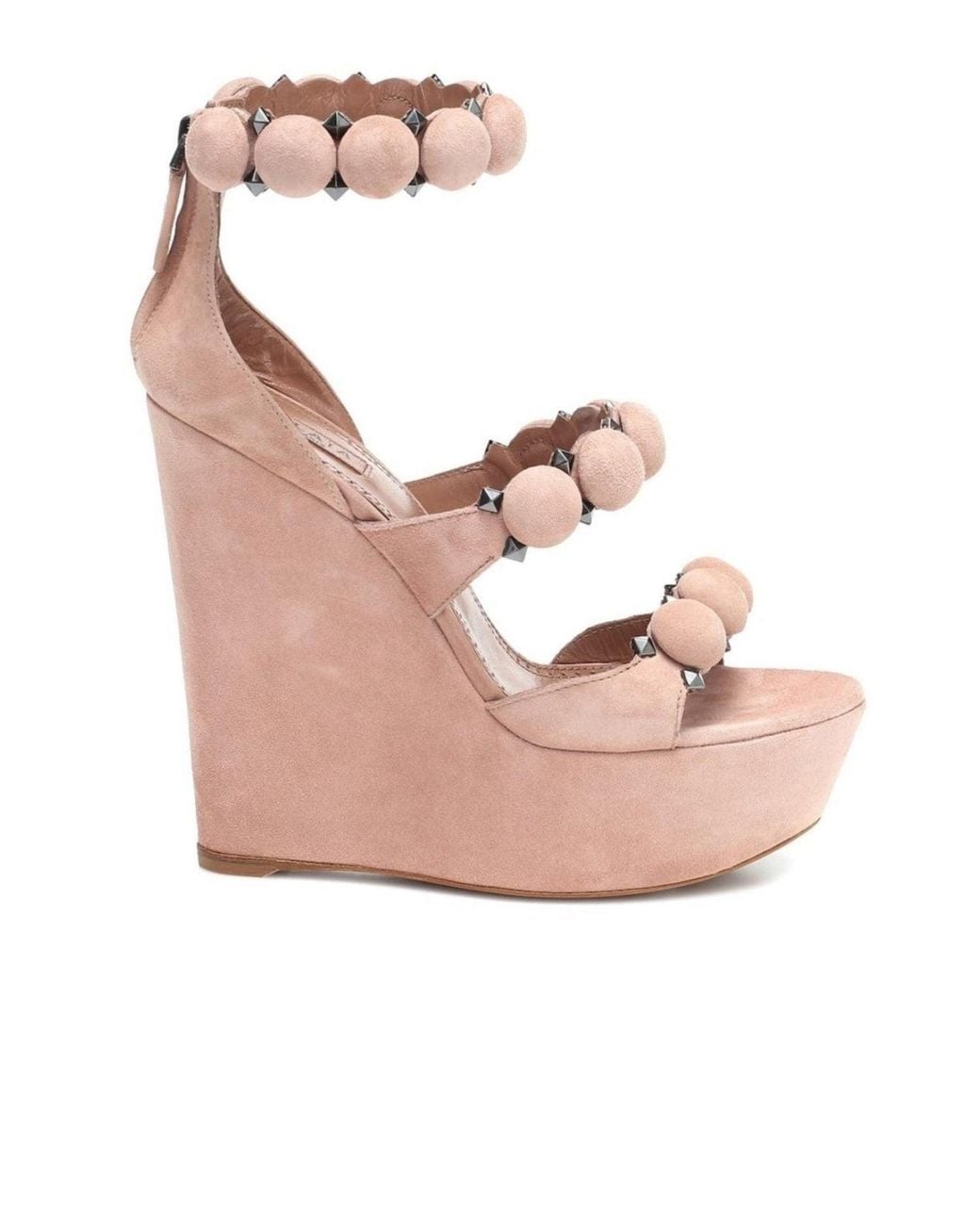 Alaïa Pink Bombe Suede Wedge Sandals