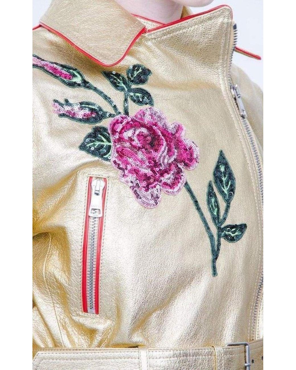 Gucci Metallic Leather Short Biker Jacket It 40 (us 4)