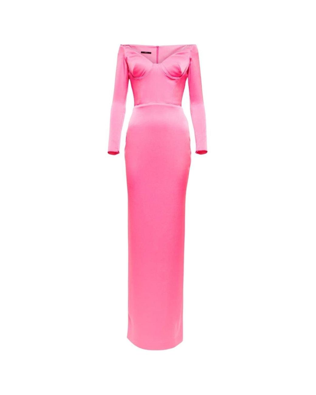 Alex Perry Lane Pink Satin-crepe Off-shoulder Gown