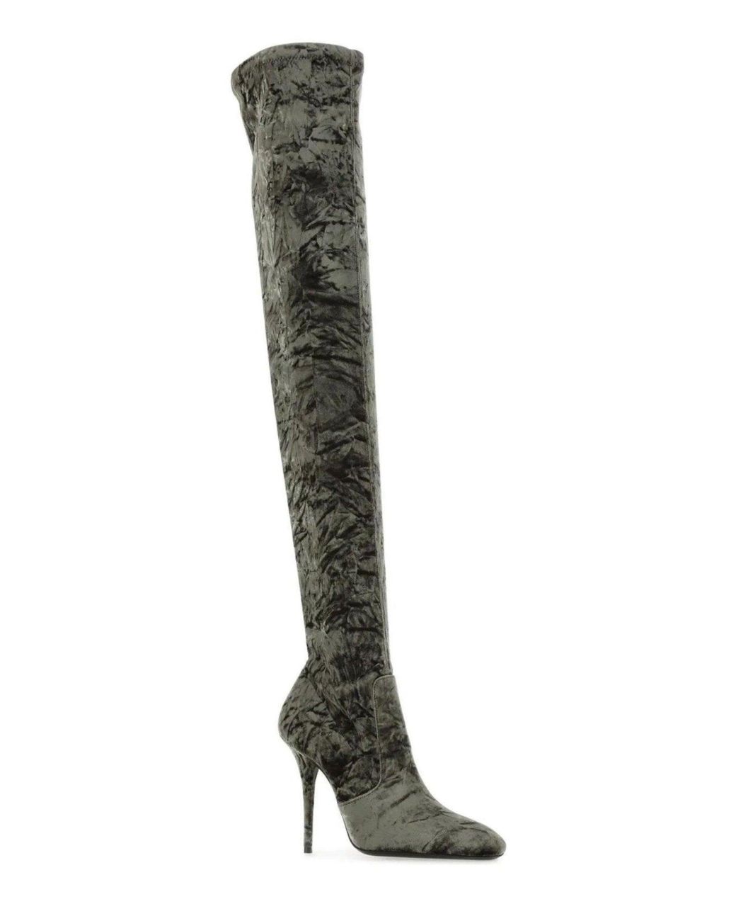 Saint Laurent Black Ella Velvet Over-the-knee Boots