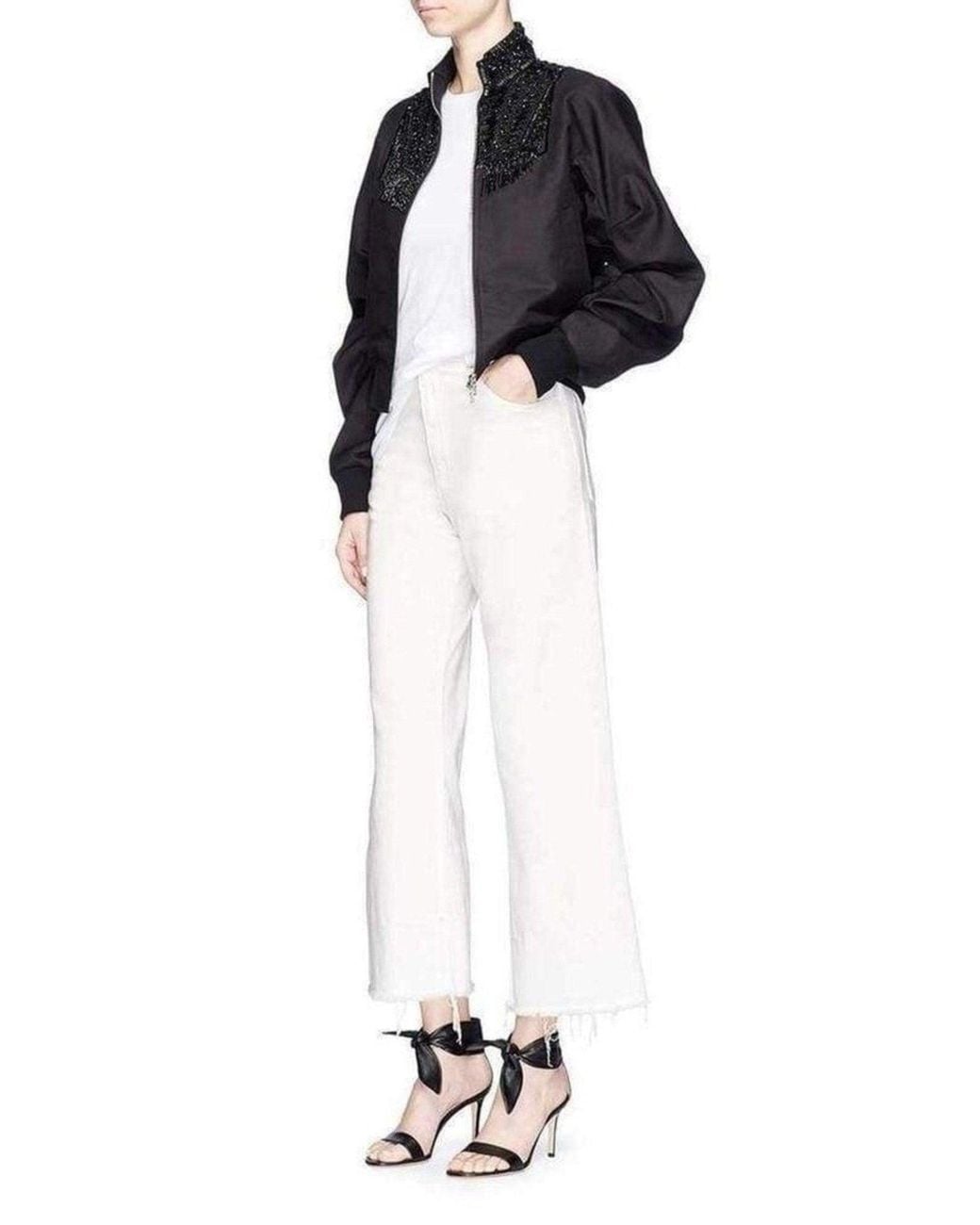 Dries Van Noten Black Viard Beaded Collar Bomber Jacket