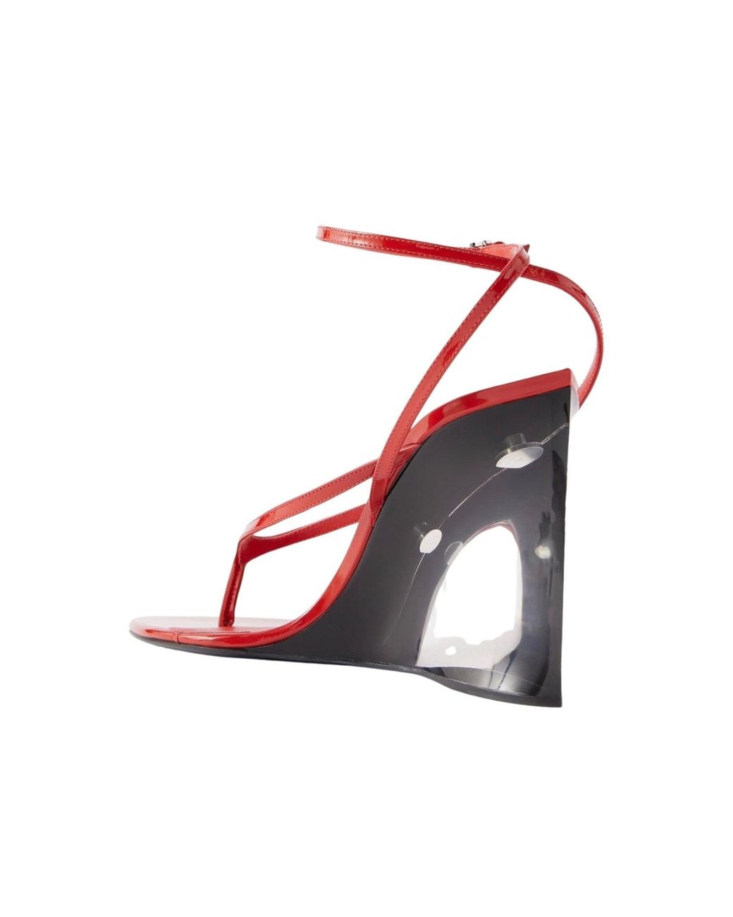 Alaïa Pink Tong 90 Patent Leather Wedge Sandals