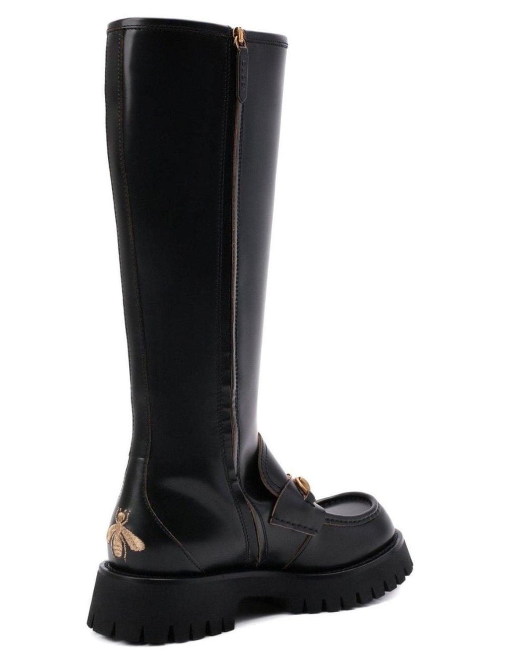Gucci Black Horsebit Detail Knee-high Boots