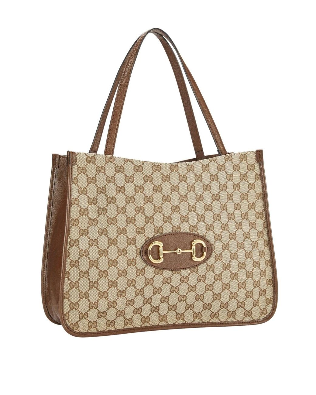 Gucci Brown Horsebit 1955 GG Supreme Medium Tote Bag