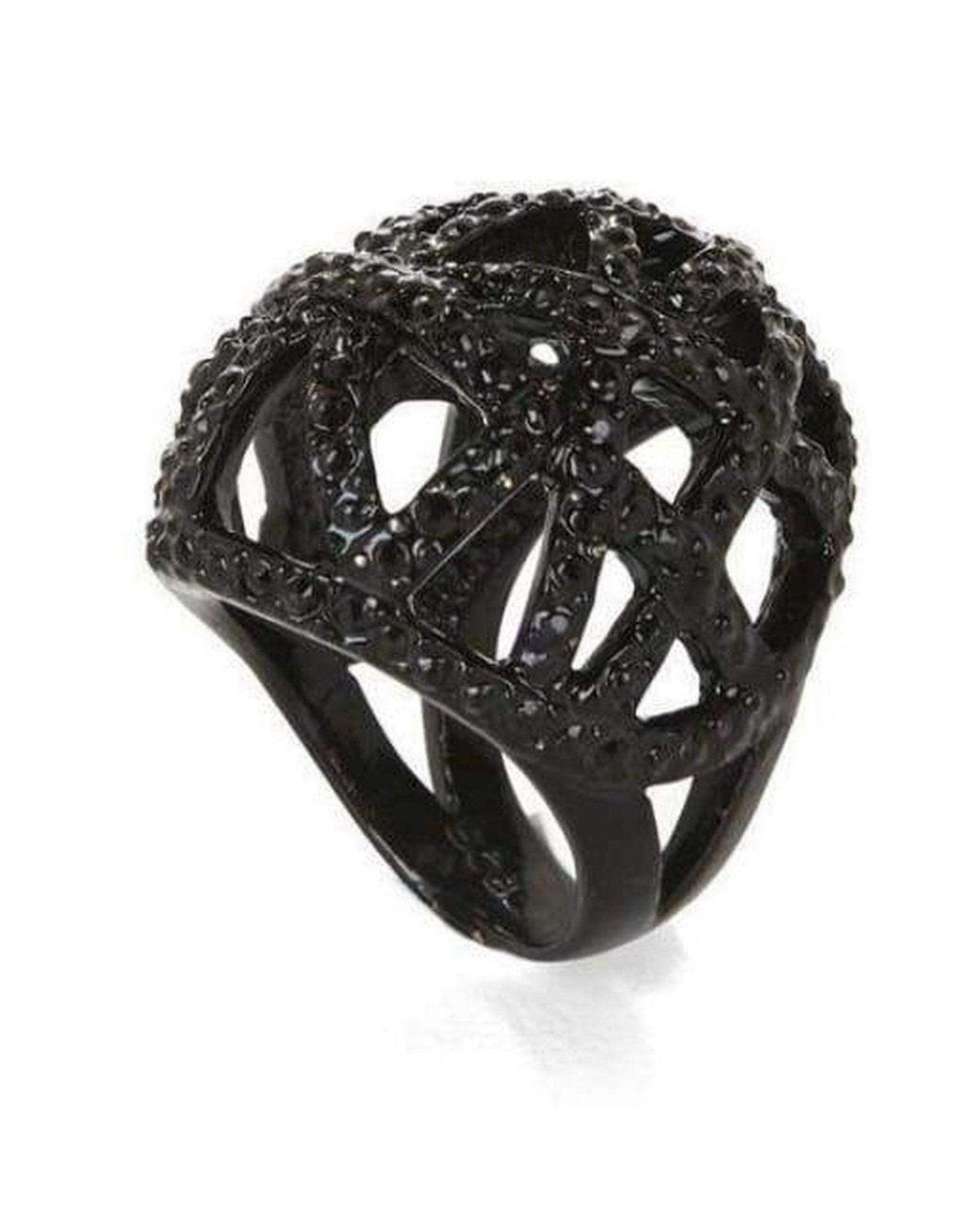BCBGMAXAZRIA Black Pave Cage Ring