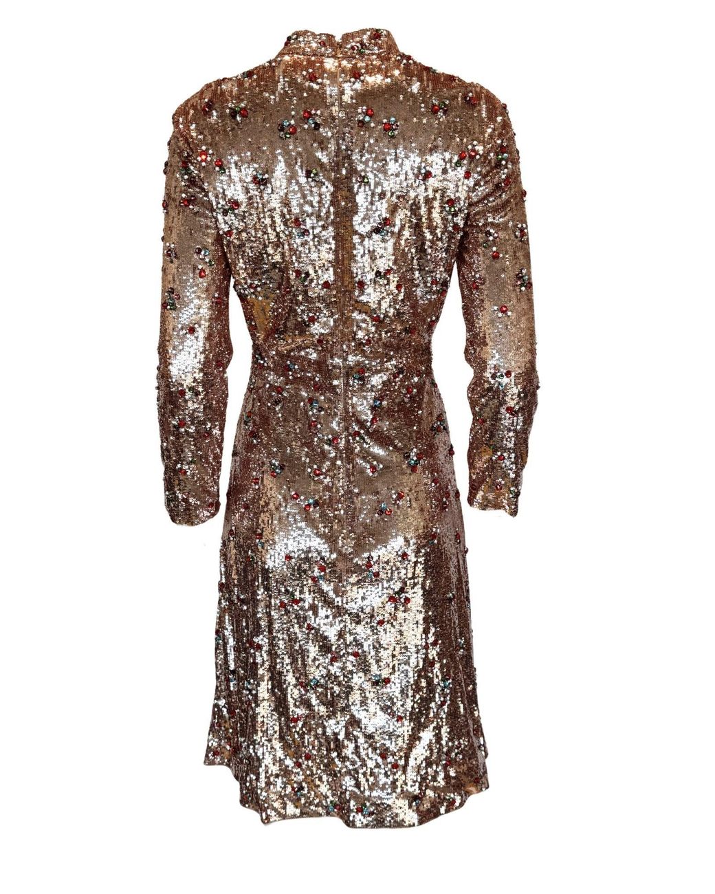Gucci Brown Sequins With Crystal Embroidered Dress