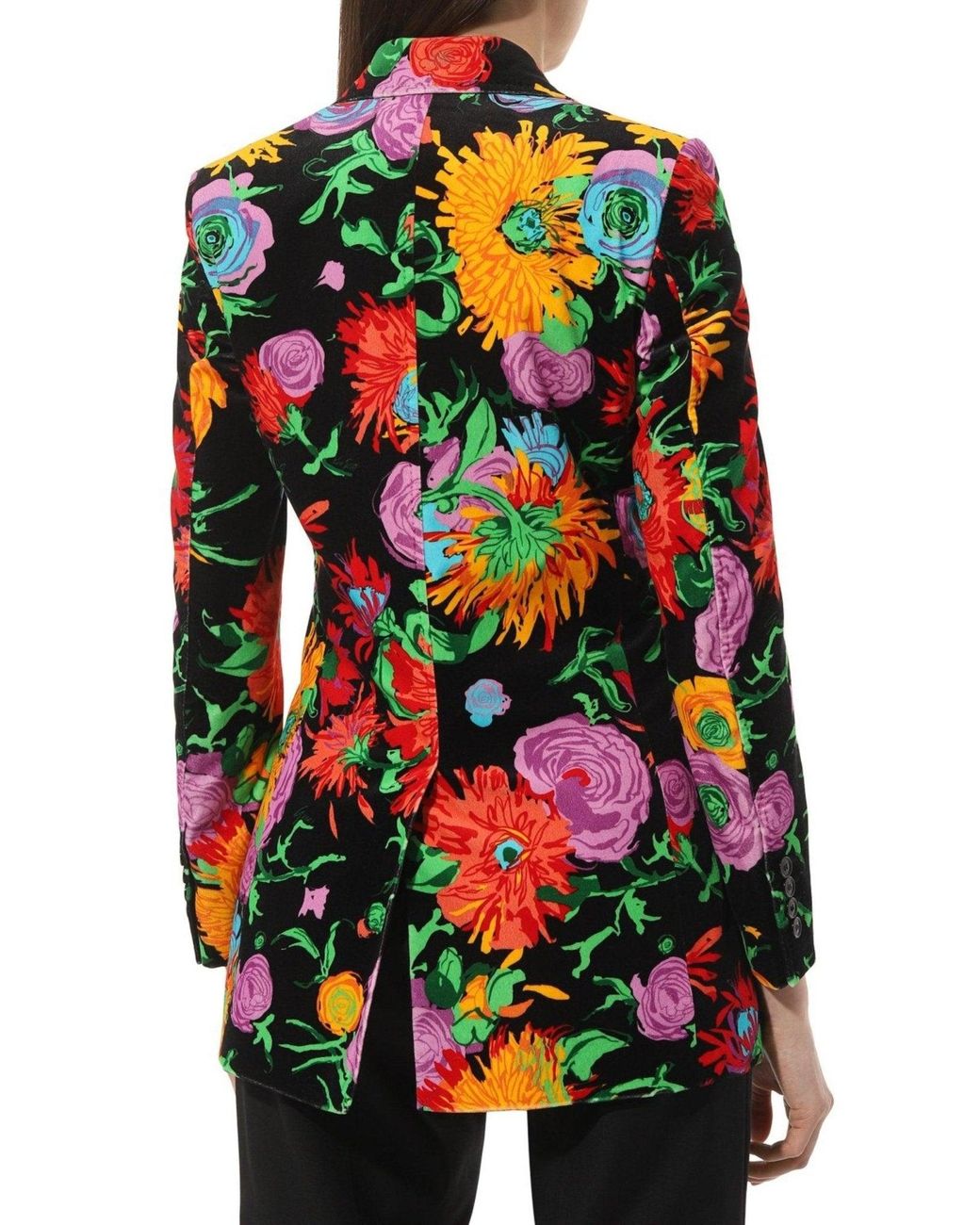 Gucci Green Floral Print Velvet Blazer