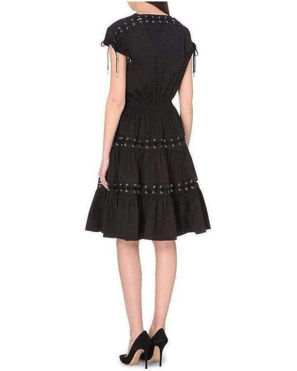 Jean Paul Gaultier Lace Up Panel Black Cotton Dress