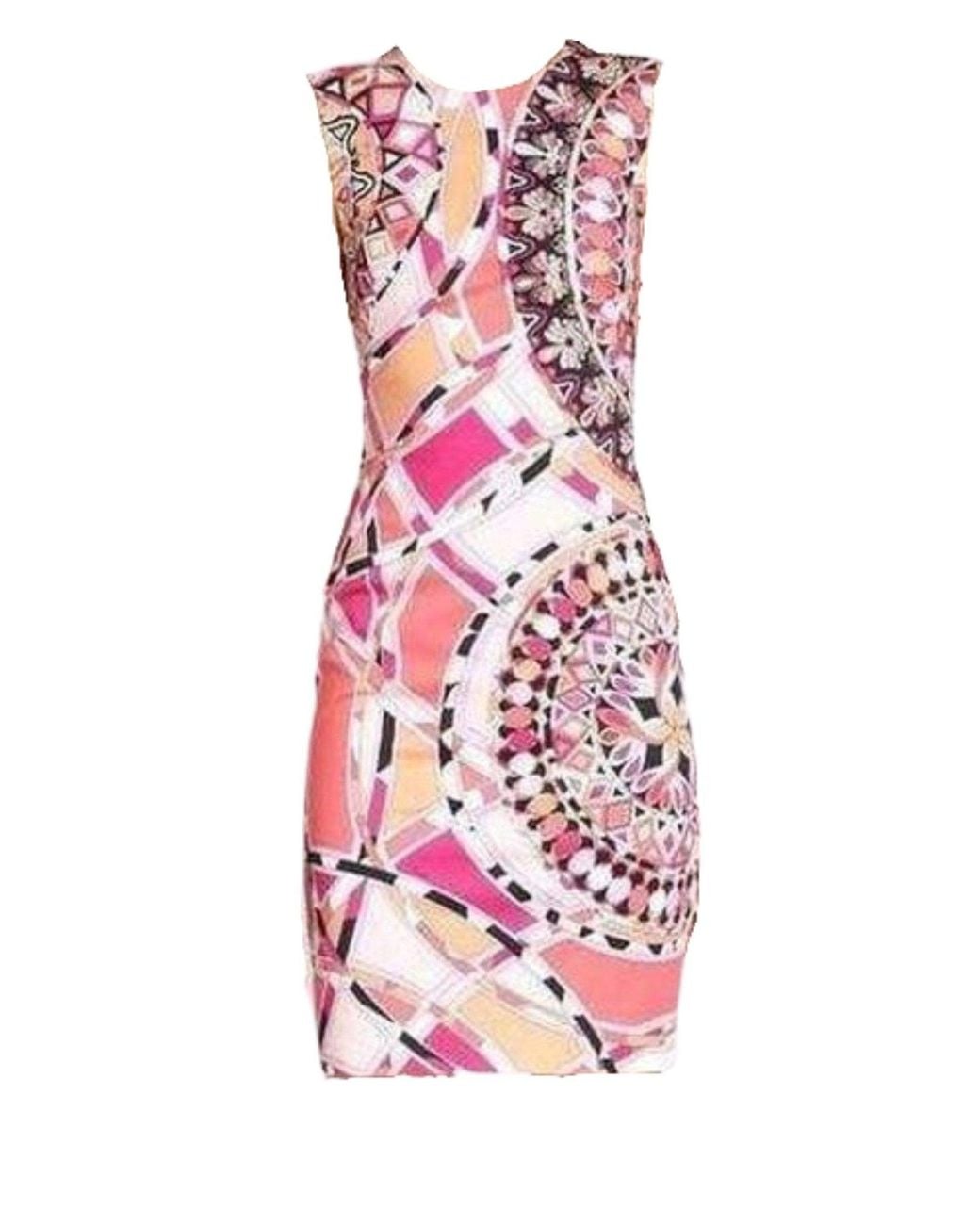 Emilio Pucci Pink Signature Print Sheath Cotton Dress