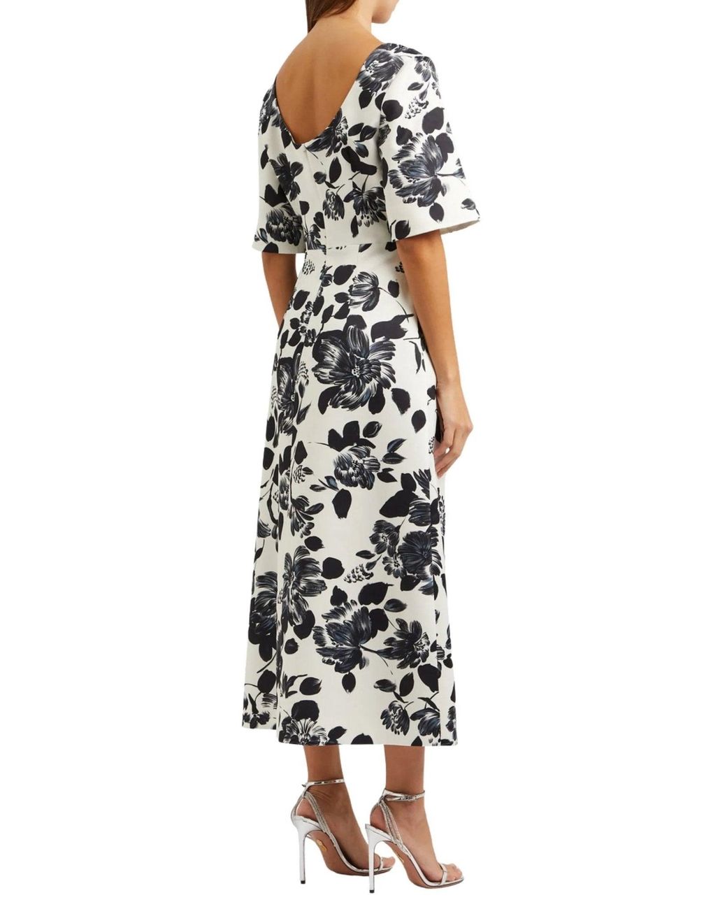 Emilia Wickstead White Kora Floral Print Twill Midi Dress