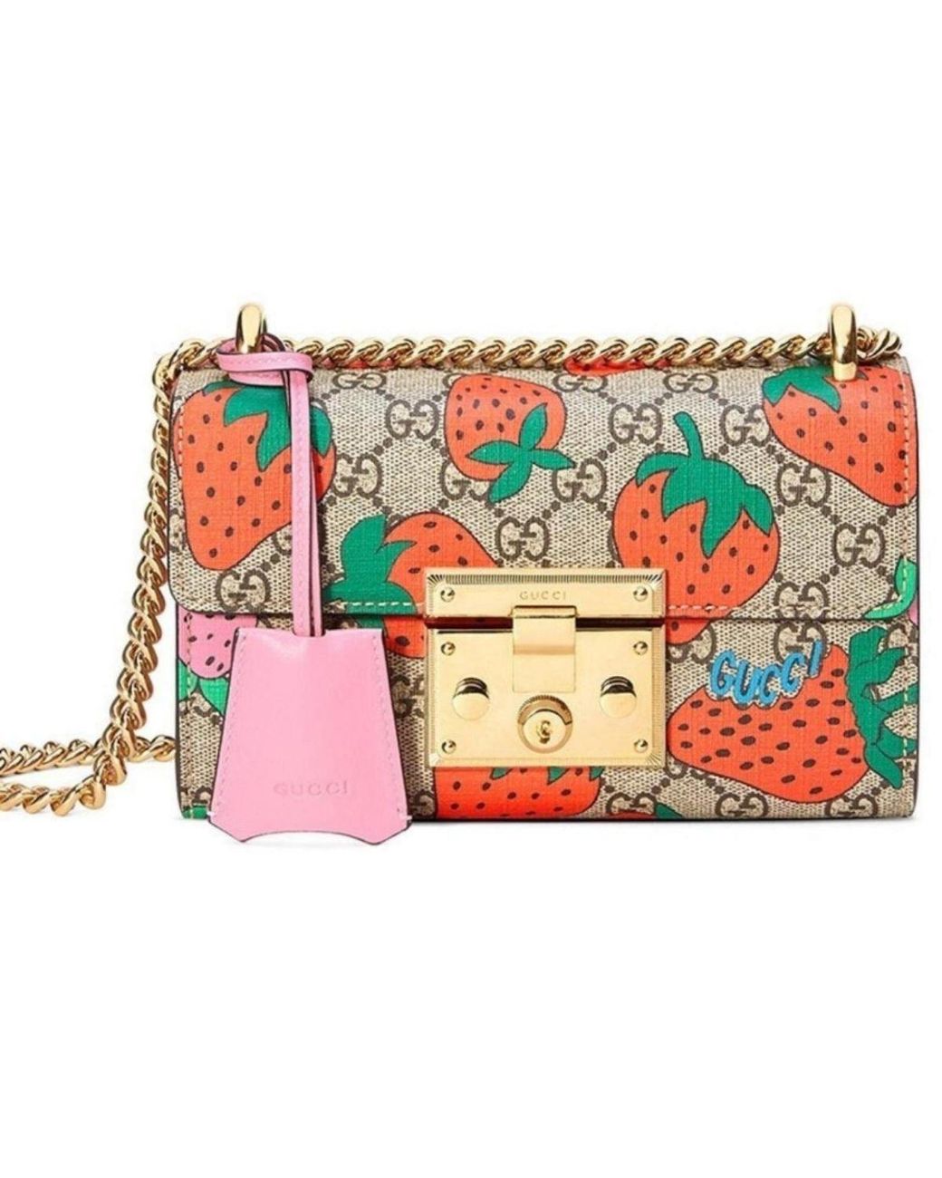 Gucci Red Padlock Gg Strawberry Small Shoulder Bag
