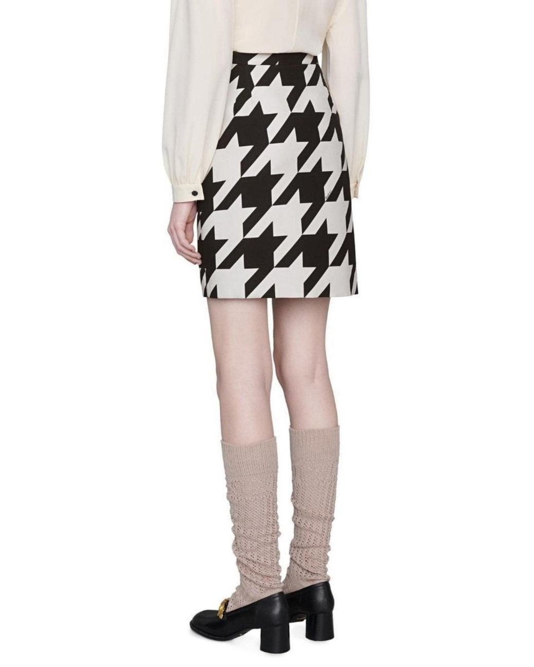 Gucci Black Houndstooth Mini Skirt