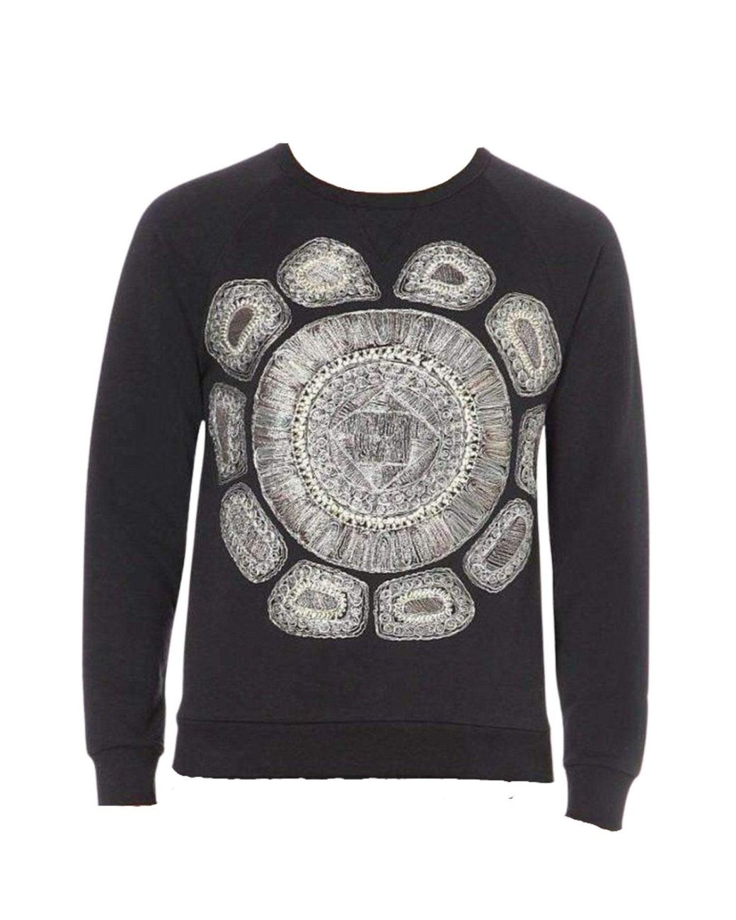 Dries Van Noten Black Embroidered Cotton Jersey Sweatshirt for men