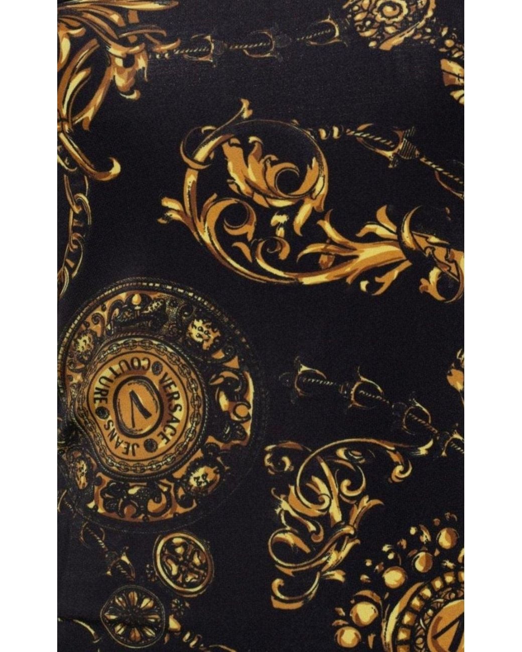 Versace Jeans Couture Black Baroque Print Midi Dress