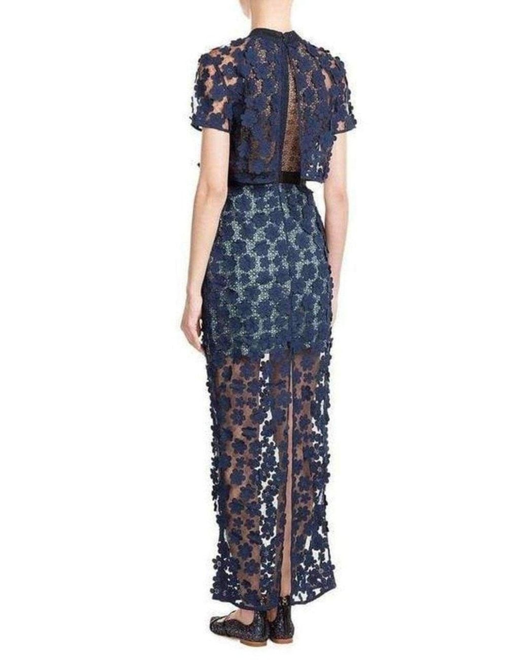 Self-Portrait Blue 60's Overlay Maxi Dress
