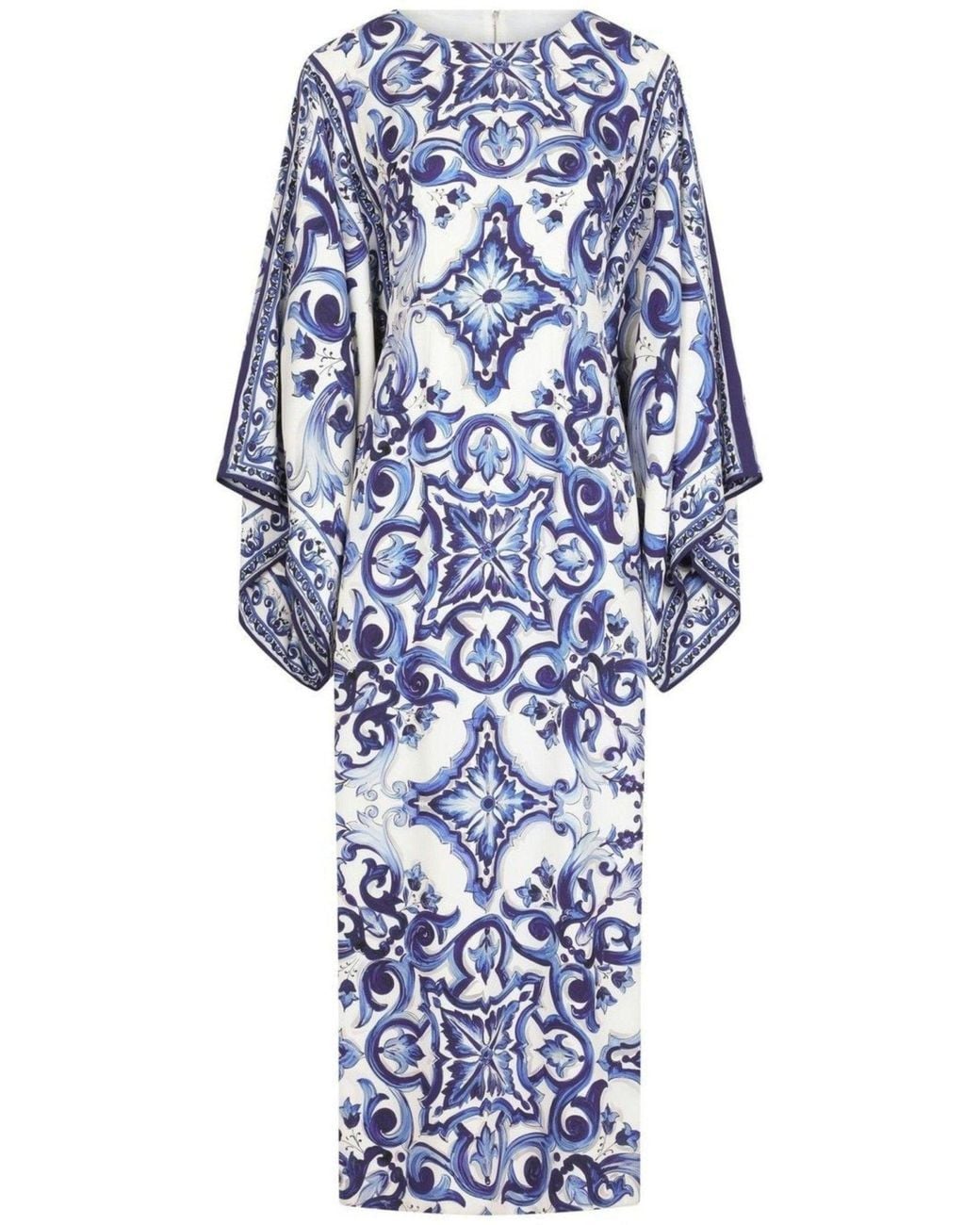 Dolce & Gabbana Blue Blu Mediterraneo Silk Chiffon Kimono Dress