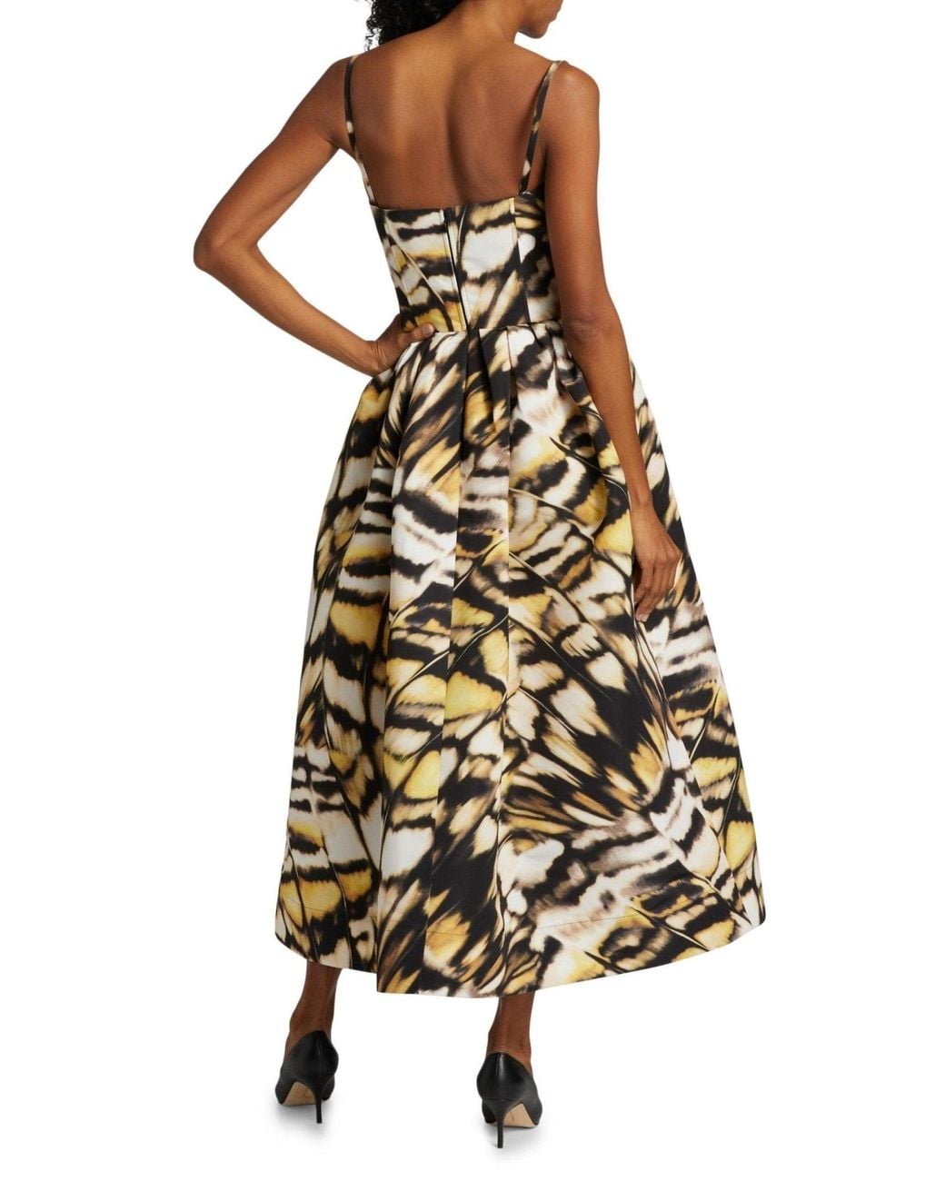 Oscar de la Renta Multicolor Abstract Butterfly Faille Dress