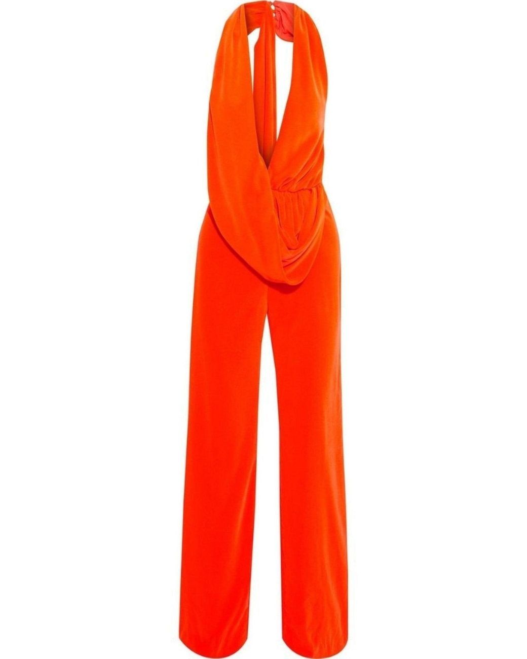 Area Red Draped Cowl Jumpsuit