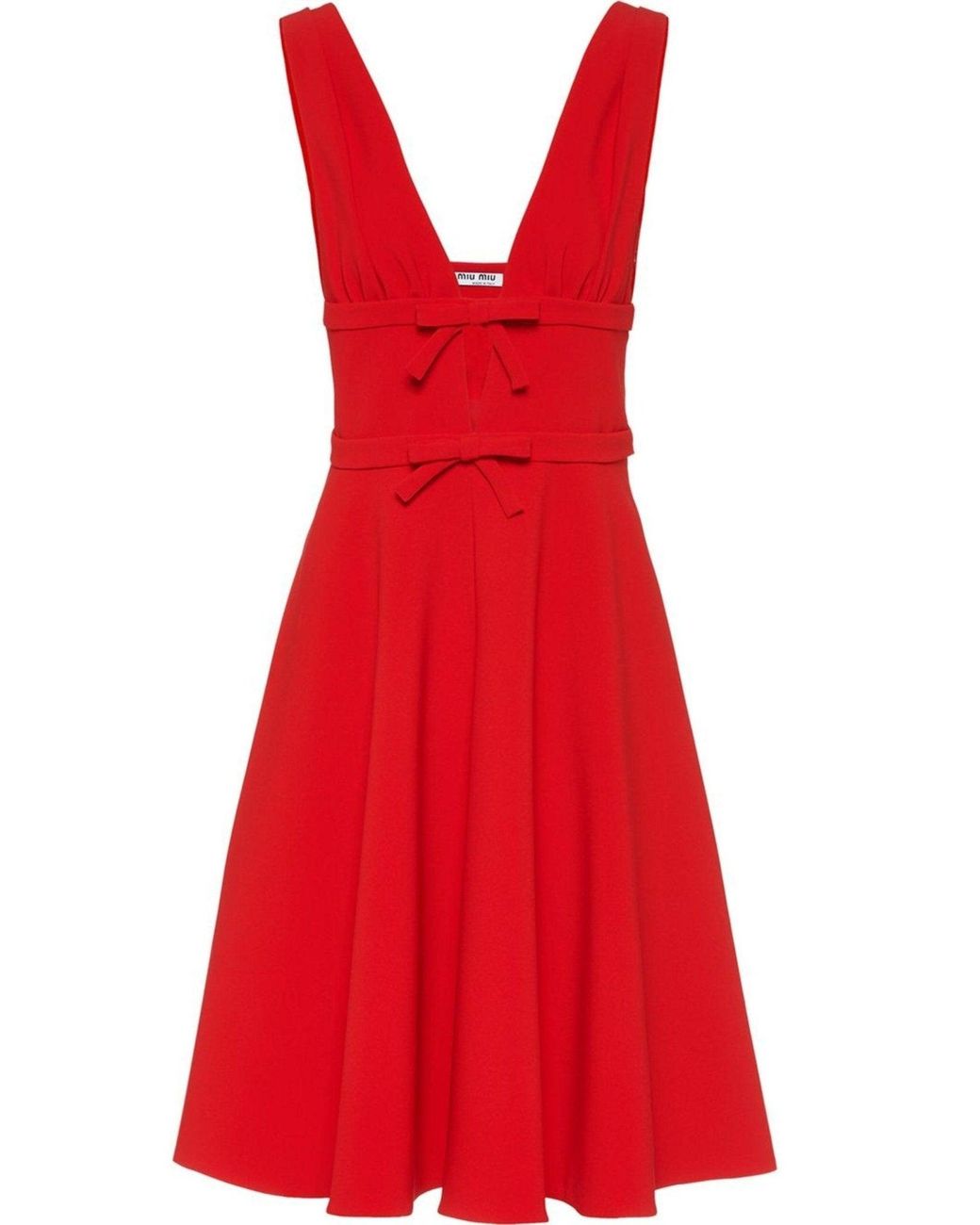 Miu Miu Red Bow-embellished Cady Dress