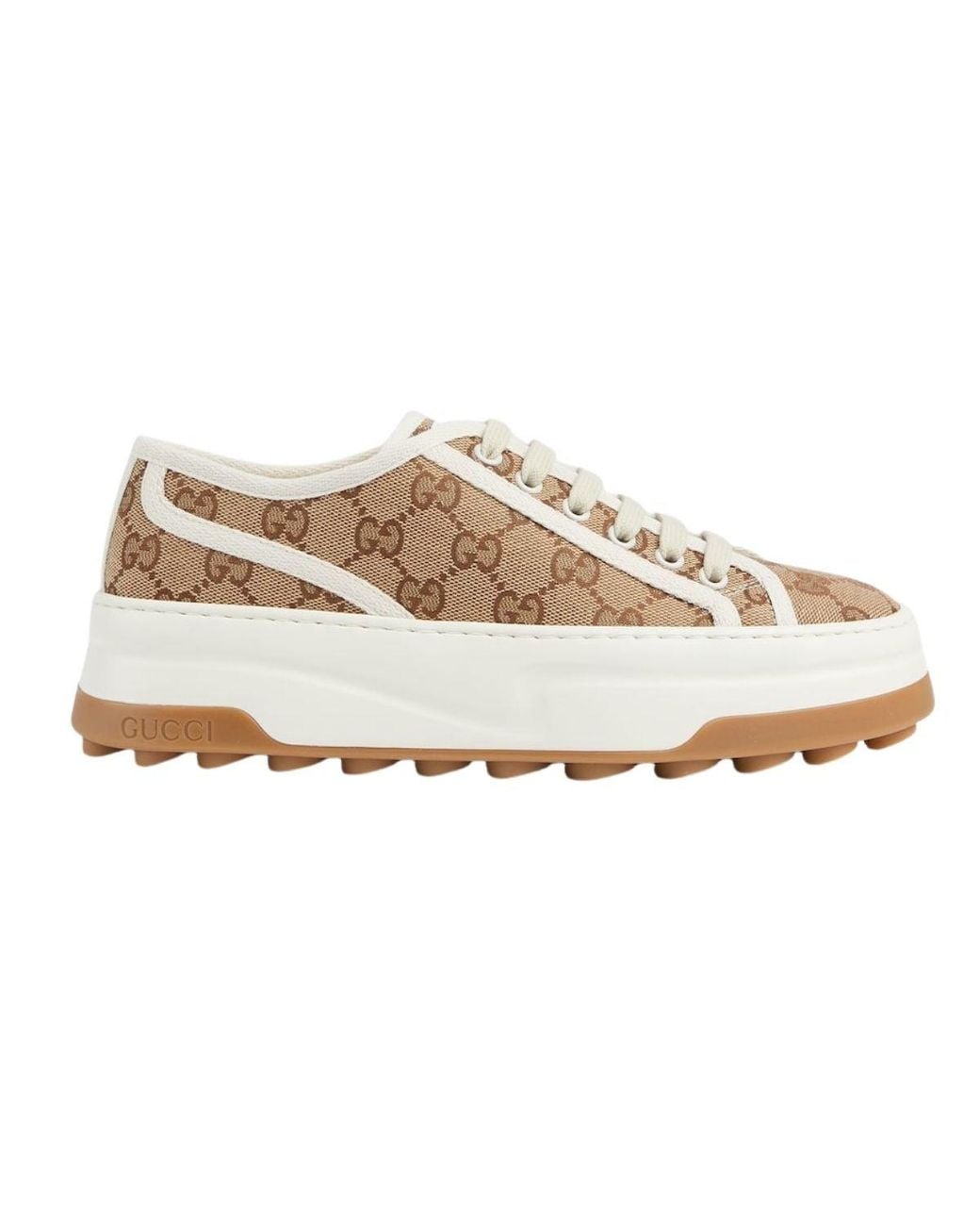 Gucci White GG Canvas Platform Sneaker In Beige