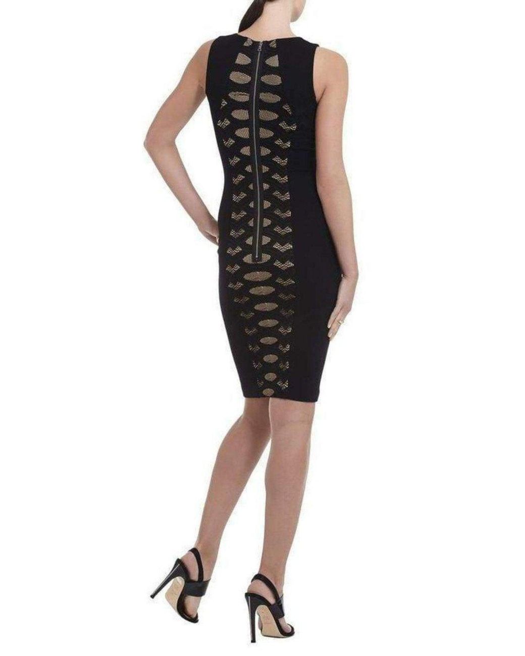 BCBGMAXAZRIA Black Leona Lace Dress With Contrast Ponte Dress