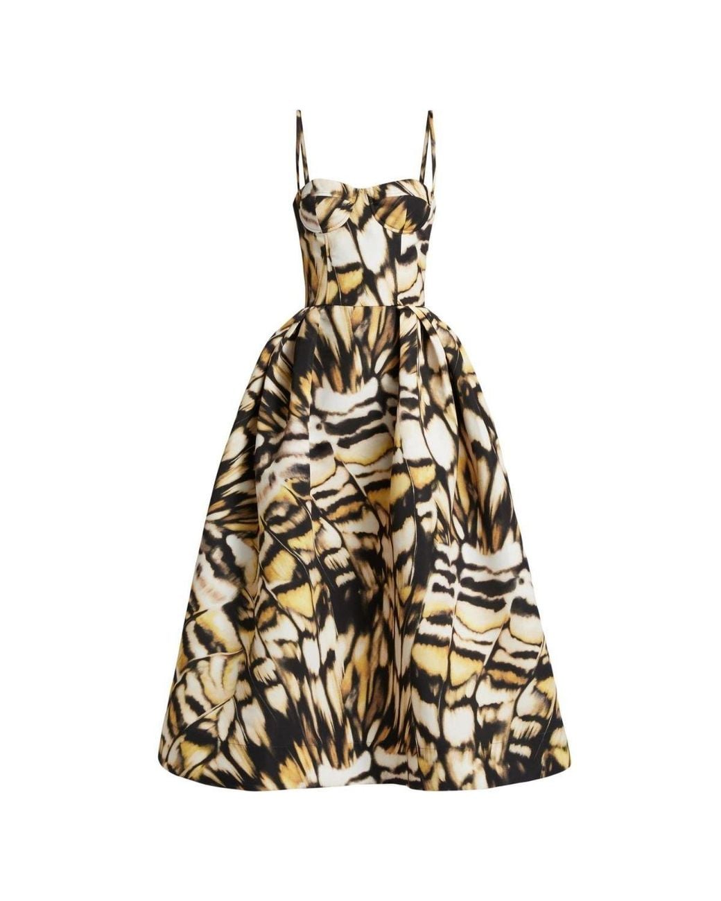 Oscar de la Renta Multicolor Abstract Butterfly Faille Dress