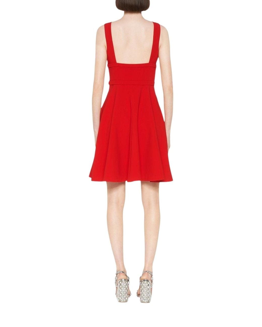 Miu Miu Red Bow-embellished Cady Dress