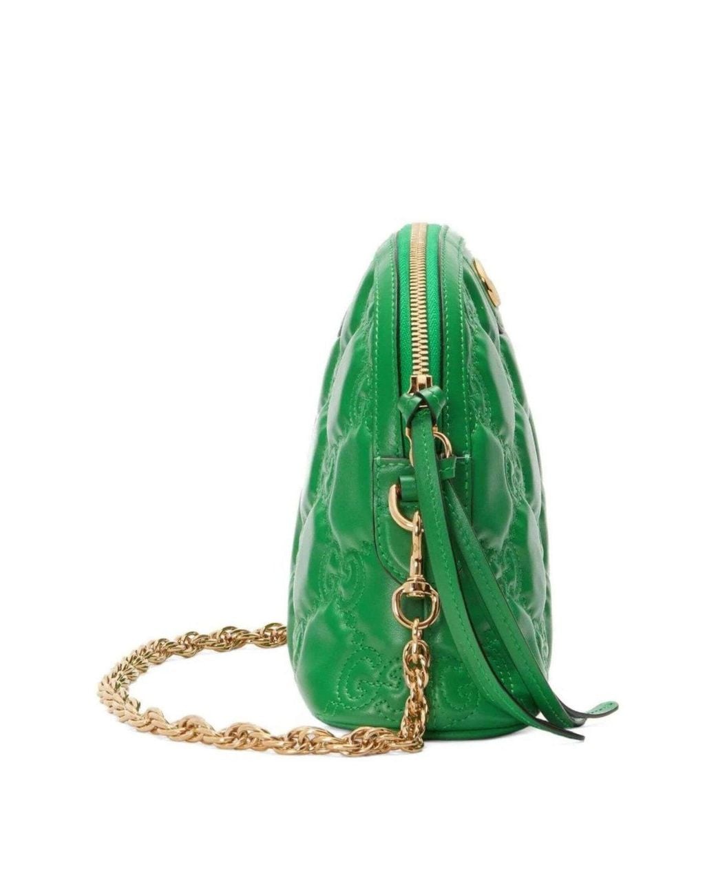 Gucci Green GG Matelassé Zipped Shoulder Bag
