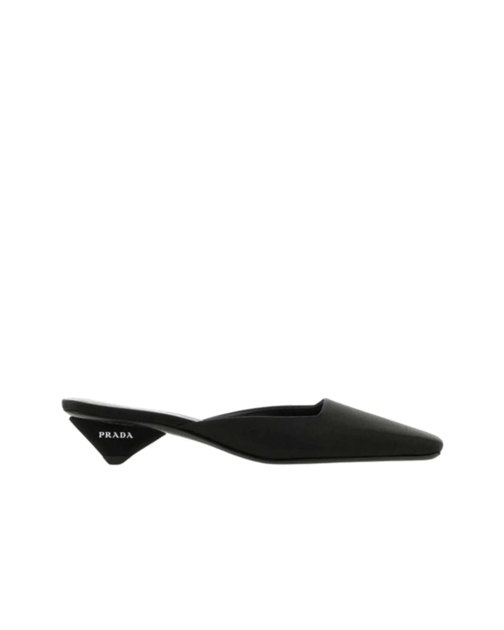 Prada Black Satin Mule Loafers | Lyst UK
