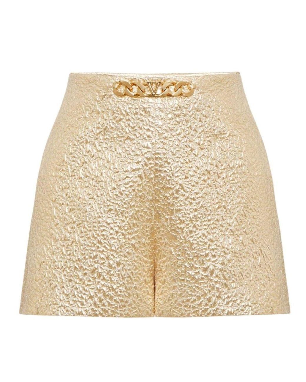 Valentino Natural Vlogo Chain Tailored High-waist Shorts