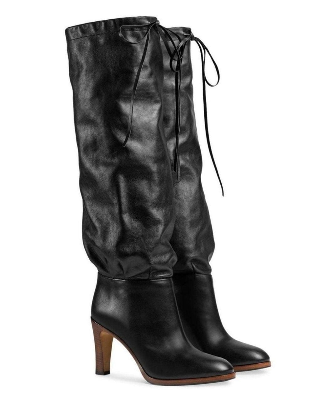 Gucci Black Leather Mid-heel Boot