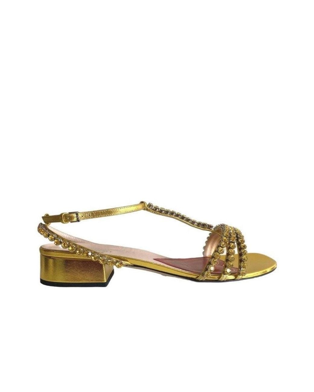 Gucci Bertie Embellished Metallic Leather Sandals In