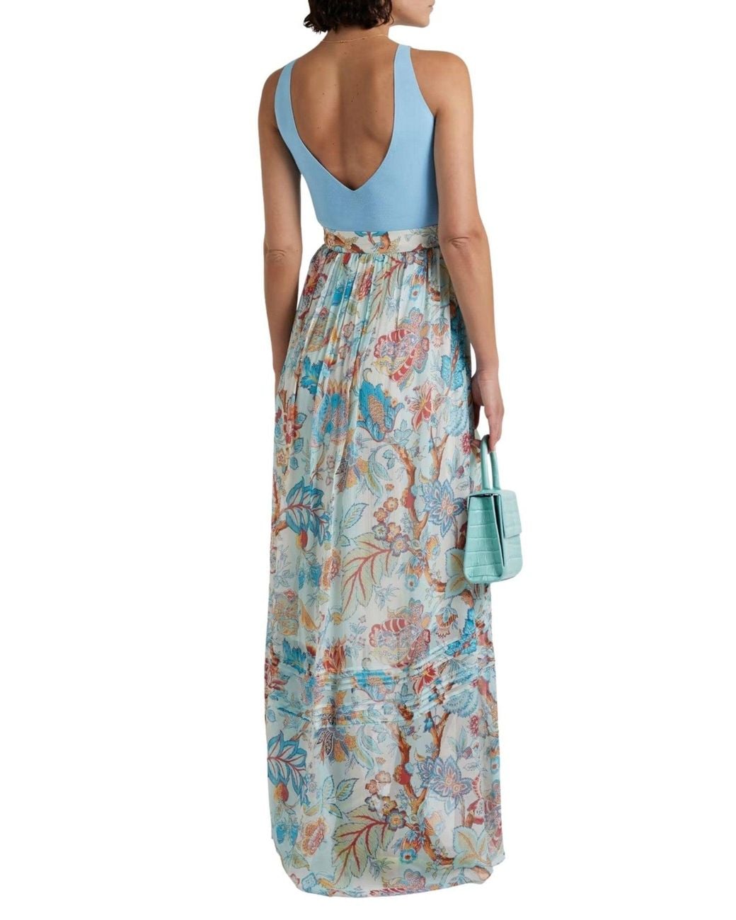 Etro White Pleated Floral-print Silk-georgette Maxi Skirt
