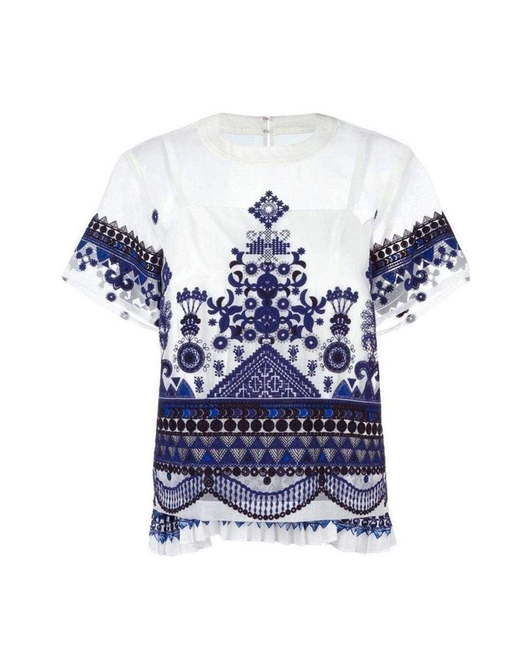 Sacai Blue Lace Organza Top L