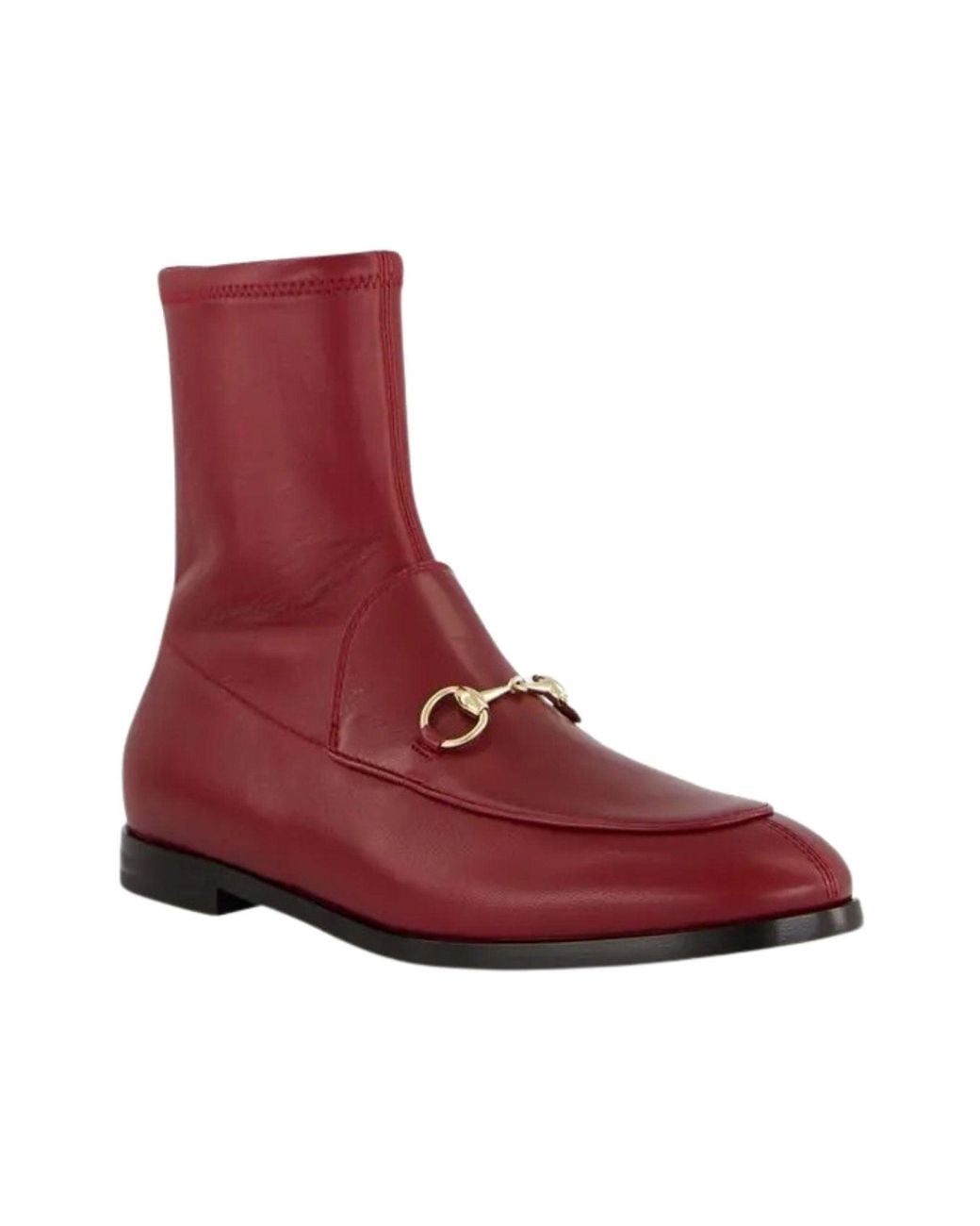 Gucci Red Jordaan Burgundy Leather Ankle Boots