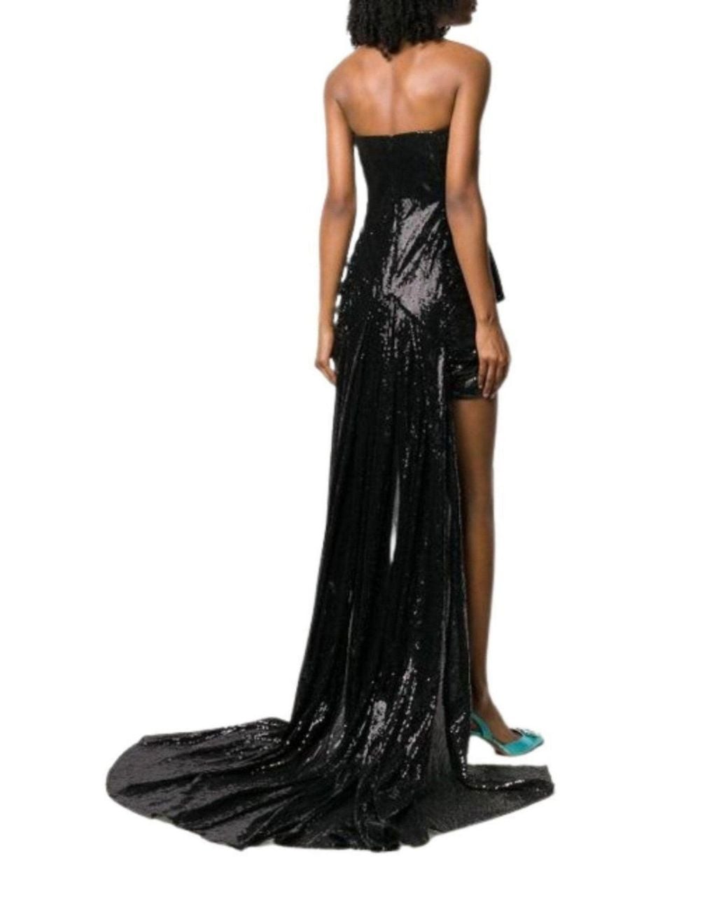 The Attico Black Sequinned Gown With Cape