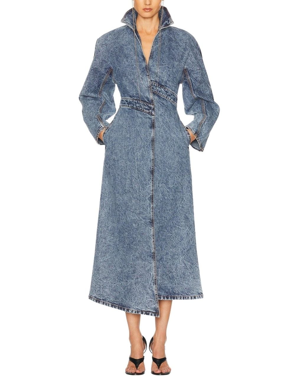 Alaïa Gray Spiral Denim Trench Coat