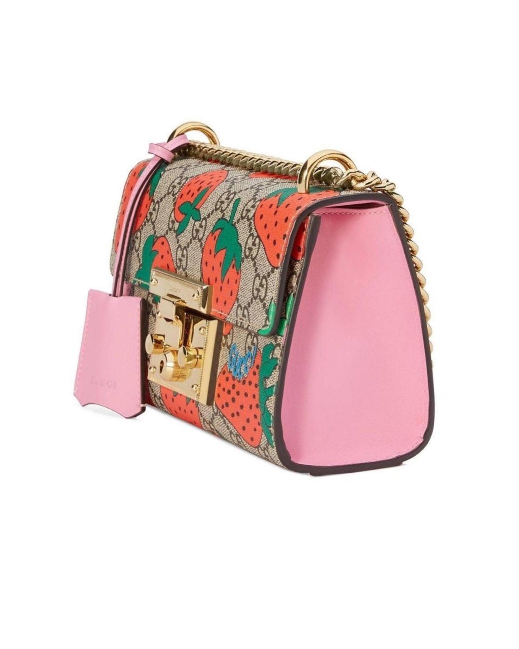 Gucci Red Padlock Gg Strawberry Small Shoulder Bag