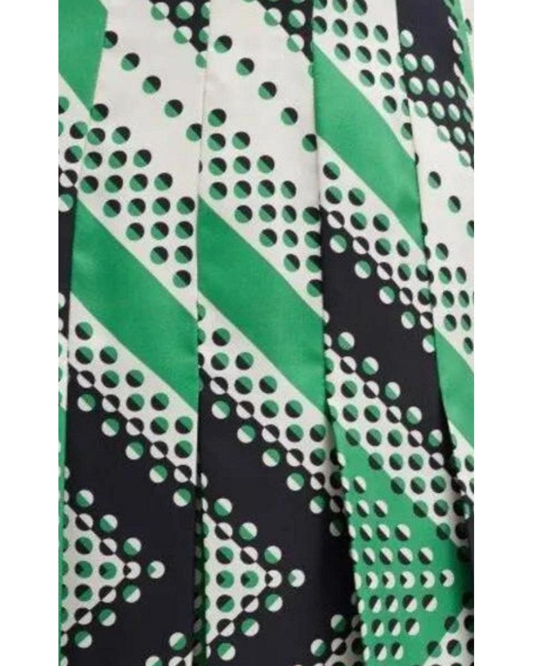 Gucci Green Pleated Chevron Print Silk Skirt