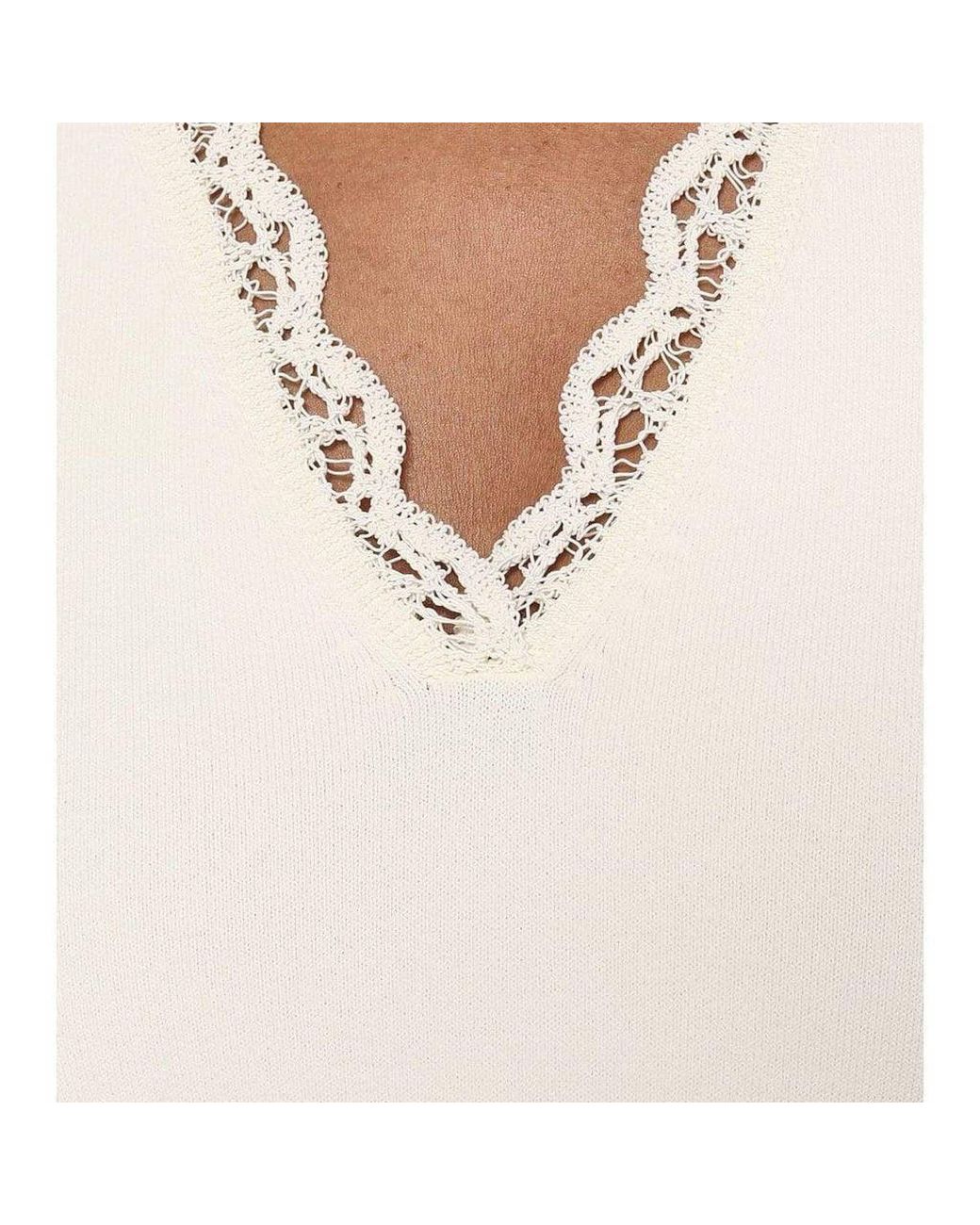 McQueen White Lace-details Peplum Top L