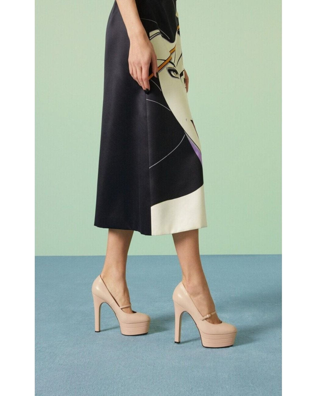 Gucci Pink Mary Jane Platforms Angel 95 Leather