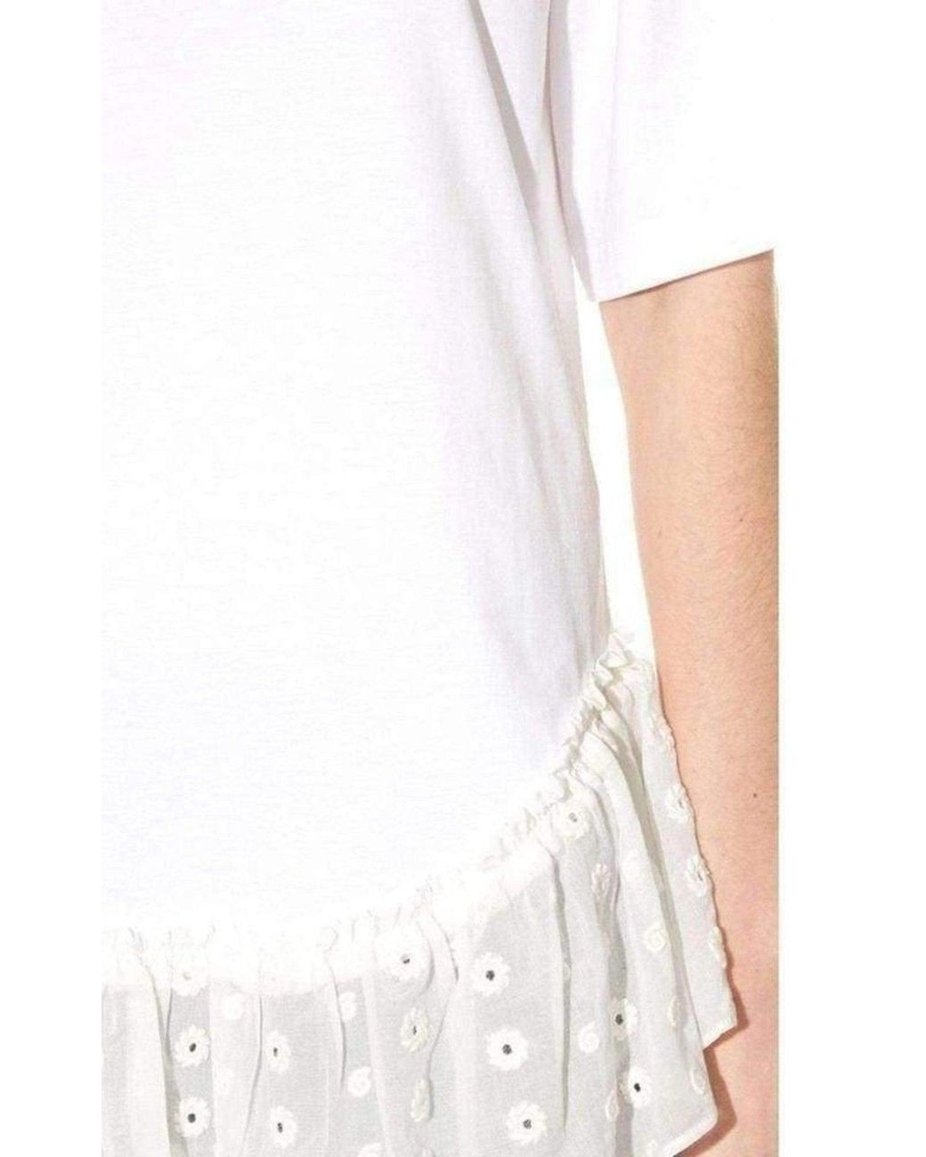Chloé White Lace Trimmed Short Sleeve T-shirt