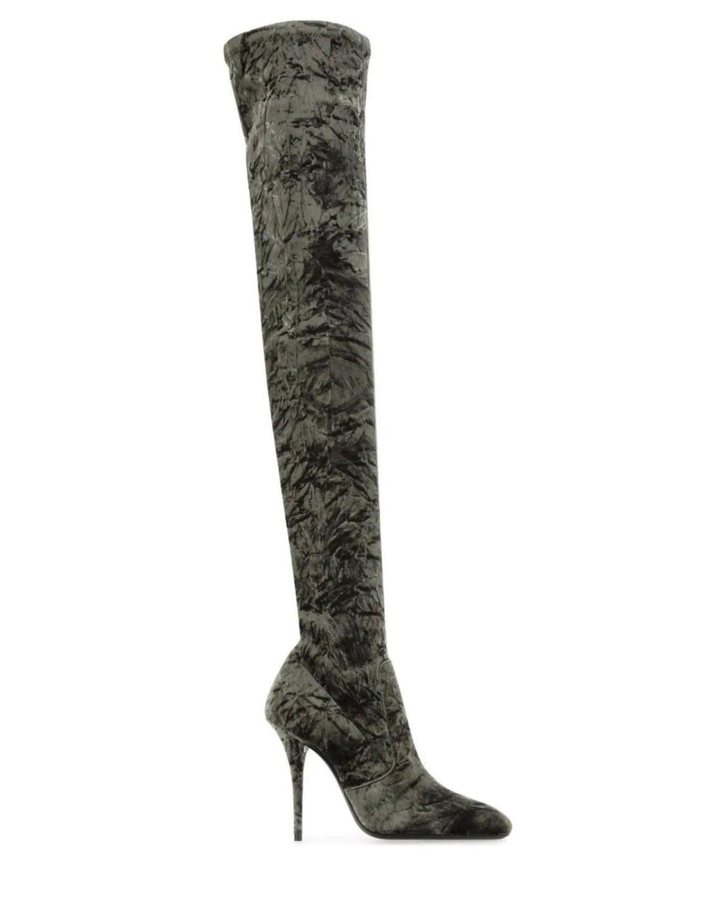 Saint Laurent Black Ella Velvet Over-the-knee Boots