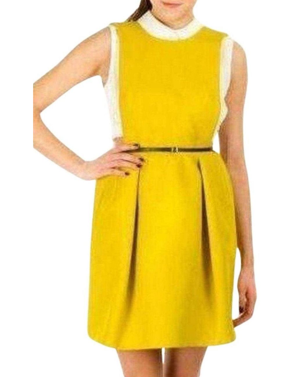 Carven Yellow Open Back Pinafore Dress